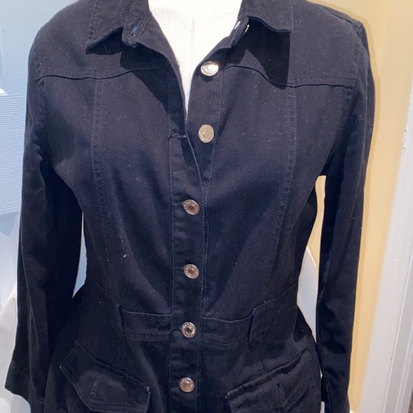 NWOT sexy black button up jean jacket/dress - Picture 4 of 7